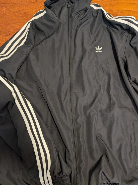 adidas Other - Adidas Black Windbreaker Jacket with White Stripes